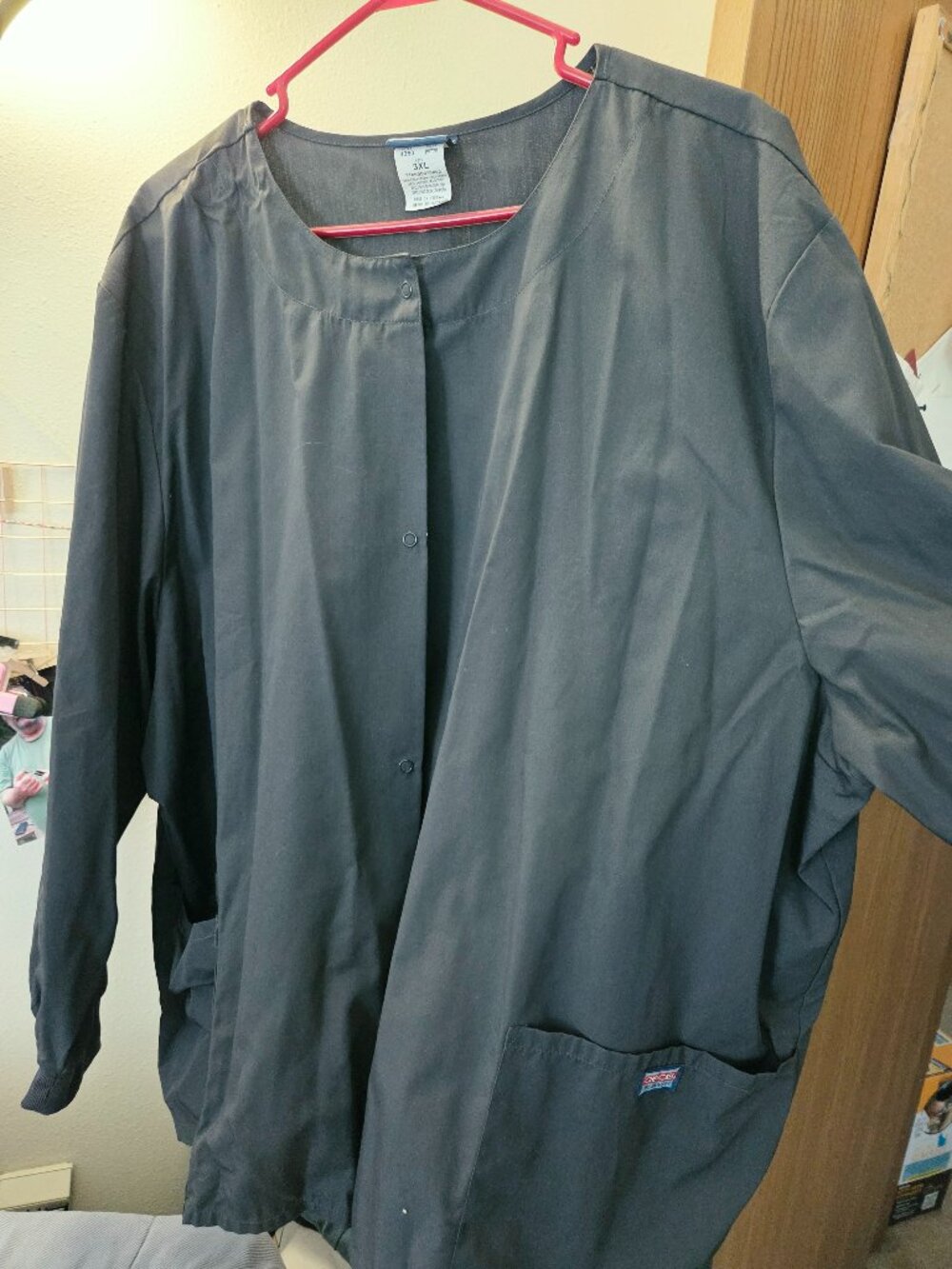 Women's Plus 3X Cherokee Workwear Scrub Jacket Pewter grey